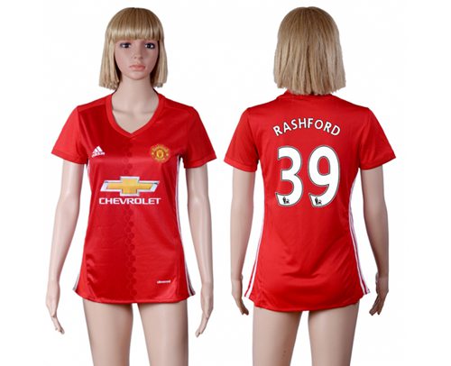 Women's Manchester United #39 Rashford Red Home Soccer Club Jersey - Click Image to Close